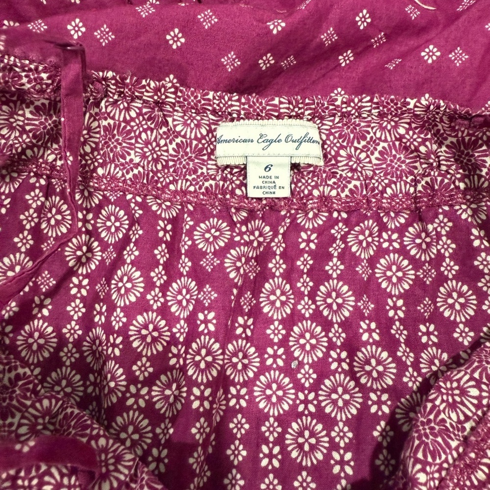 American Eagle Spaghetti Strap Floral Print Purple Maxi Dress Size 6 - Picture 3 of 6